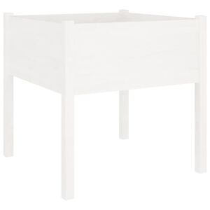 vidaXL Jardinera de madera maciza de pino blanca 70x70x70 cm