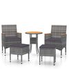 vidaXL Juego de muebles de jard&iacute;n de 5 piezas rat&aacute;n sint&eacute;tico gris