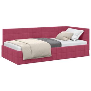 vidaXL Estructura de cama en esquina Rojo vino 90 cm x 200 cm