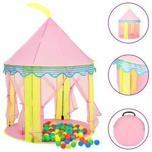 vidaXL Tienda de juegos para ni&ntilde;os con 250 bolas rosa 100x100x127 cm