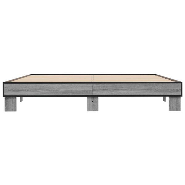 vidaXL Estructura cama madera ingeniería metal gris Sonoma 180x200 cm