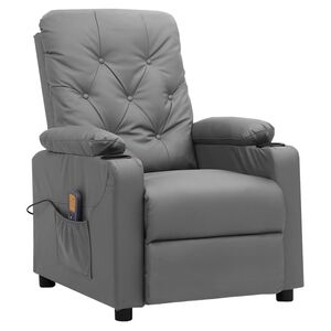 vidaXL Sill&oacute;n de masaje de cuero sint&eacute;tico gris