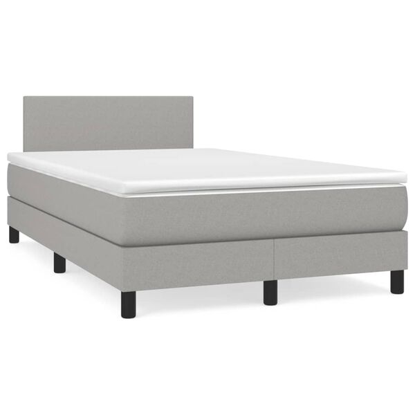 vidaXL Cama box spring con colch&oacute;n y LED tela gris claro 120x190 cm