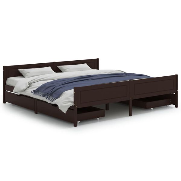 vidaXL Estructura cama 4 cajones madera pino marr&oacute;n oscuro 180x200 cm