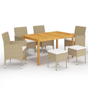 vidaXL Juego de comedor de jard&iacute;n de 7 piezas beige