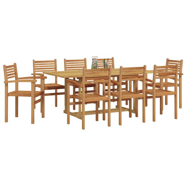 vidaXL Conjunto de Comedor de Jard&iacute;n 9 pcs Marr&oacute;n