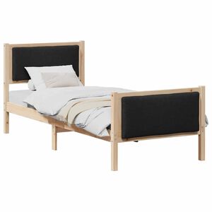 vidaXL Estructura de cama con cabecera Negro 75 x 190 cm tela