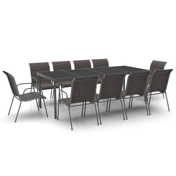 vidaXL Juego de comedor para jard&iacute;n 11 piezas acero