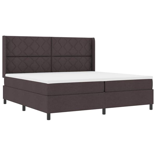 vidaXL Cama Box Spring LED con colch&oacute;n Marr&oacute;n Oscuro 200 x 200 cm tela