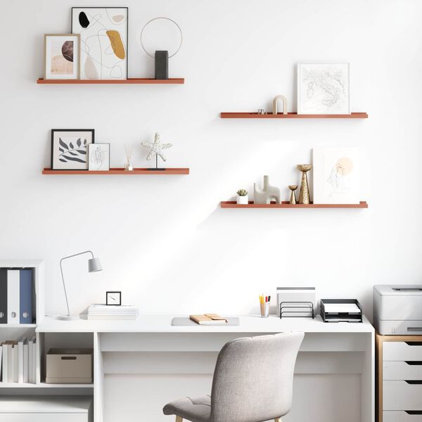 vidaXL Estante de pared 4 pcs Rojo 80 x 9 x 3 cm Madera de ingenier&iacute;a