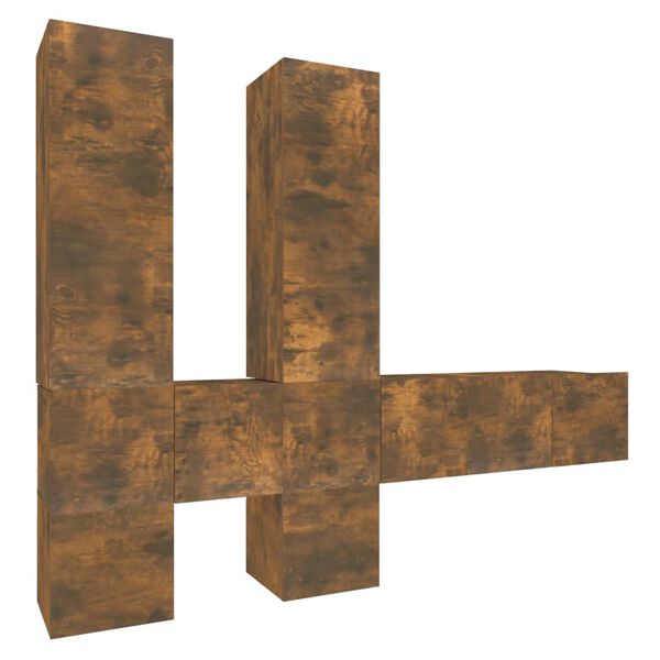 vidaXL Set de muebles de TV 7 pzas madera contrachapada roble ahumado