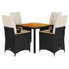 vidaXL Set de muebles jard&iacute;n 5 pzas con cojines rat&aacute;n sint&eacute;tico negro