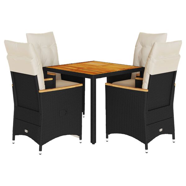 vidaXL Set de muebles jard&iacute;n 5 pzas con cojines rat&aacute;n sint&eacute;tico negro