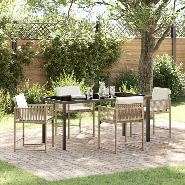 vidaXL Conjunto de Comedor de Jardín 5 pcs Beige ratán sintético