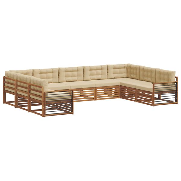 vidaXL Conjunto de sof&aacute;s de exterior con coj&iacute;n 9 pcs Natural y Beige