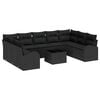 vidaXL Juego de Sof&aacute; 10 uds. 9 plaza Negro rat&aacute;n sint&eacute;tico