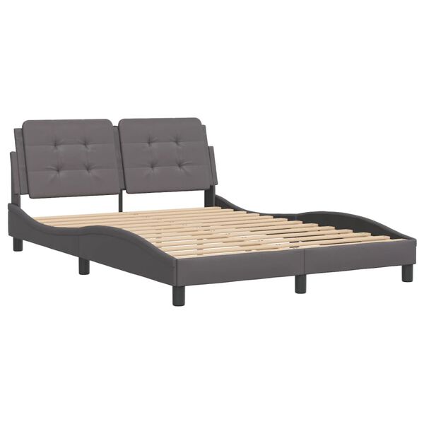 vidaXL Estructura de cama sin colchón Zadar cuero sintético gris 140x190 cm
