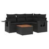 vidaXL Set de muebles de jard&iacute;n 5 pzas y cojines rat&aacute;n sint&eacute;tico negro
