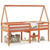 vidaXL Cama alta con techo madera maciza de pino marr&oacute;n cera 75x190 cm