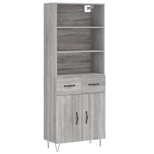 vidaXL Aparador alto madera contrachapada gris sonoma 69,5x34x180 cm