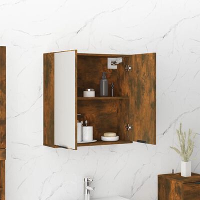 vidaXL Armario de baño con espejo color roble ahumado 64x20x67 cm