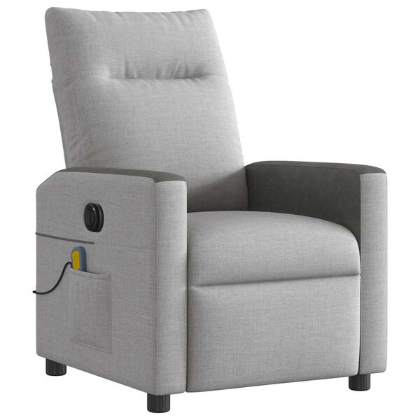 vidaXL Sillón reclinable de masaje eléctrico tela gris nube