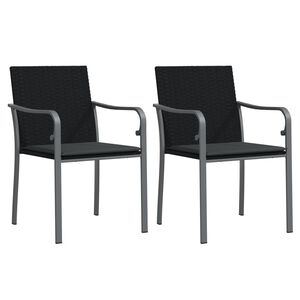 vidaXL Sillas jard&iacute;n y cojines 2 uds rat&aacute;n sint&eacute;tico negro 56x59x84 cm
