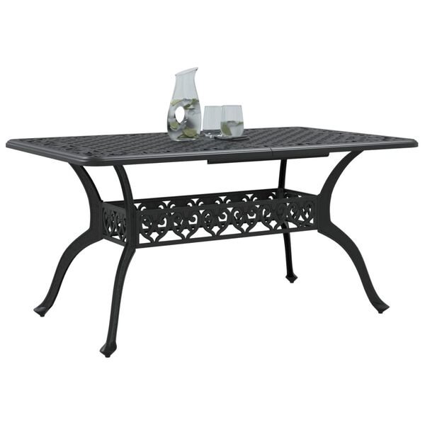 vidaXL Mesa de jard&iacute;n aluminio fundido negro 150x90x72 cm