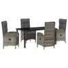 vidaXL Conjunto de Comedor de Jard&iacute;n 5 uds. Gris rat&aacute;n sint&eacute;tico