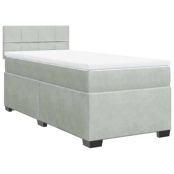 vidaXL Cama box spring con colch&oacute;n terciopelo gris claro 90x190 cm