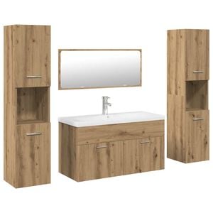 vidaXL Juego de muebles ba&ntilde;o 5 piezas madera ingenier&iacute;a roble artisan