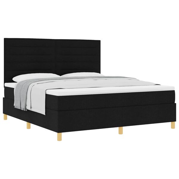 vidaXL Cama tipo Box Spring con colch&oacute;n Negro 180 x 200 cm tela