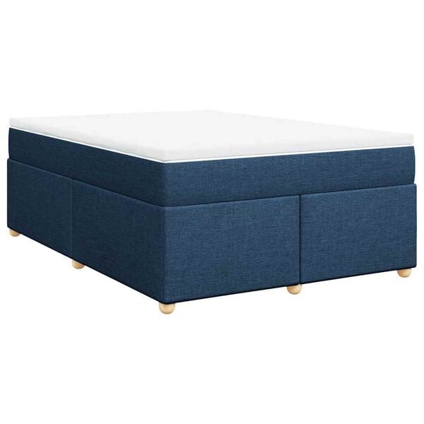 vidaXL Cama box spring con colch&oacute;n tela azul 140x190 cm