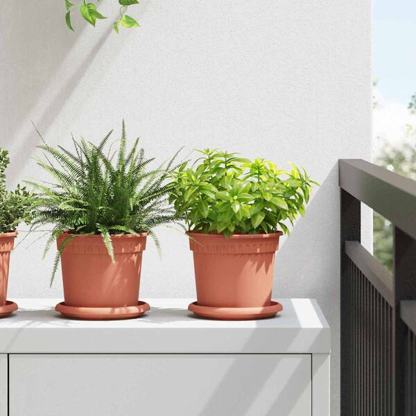 vidaXL Bandeja Redonda para Flores 24 pcs Rojo Ladrillo &Oslash; 14 x 2 cm