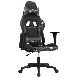 vidaXL Silla gaming cuero sint&eacute;tico negro y camuflaje