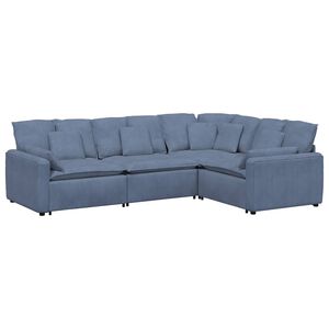vidaXL Sof&aacute; modular con cojines de tela de pana azul
