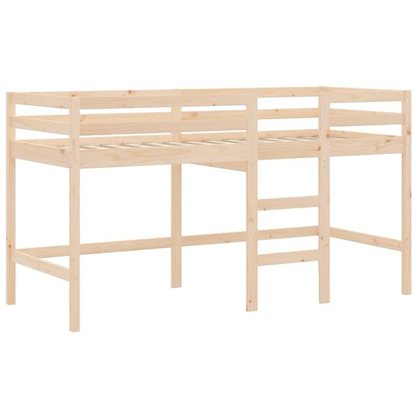 vidaXL Cama alta de ni&ntilde;os con escalera madera maciza pino 90x190 cm
