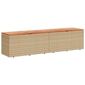 vidaXL Caja de almacenaje jard&iacute;n madera acacia rat&aacute;n beige 220x50x54cm