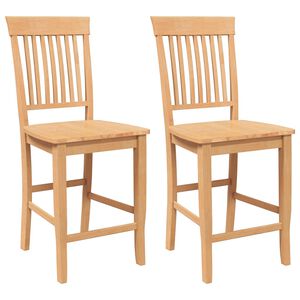 vidaXL Taburetes de bar, 2 unidades, madera maciza natural, caucho