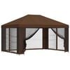 vidaXL Gazebo de jard&iacute;n con paredes laterales 4 x 3 m Marr&oacute;n