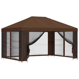 vidaXL Gazebo de jard&iacute;n con paredes laterales 4 x 3 m Marr&oacute;n