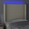 vidaXL Cabecero con LED cuero sint&eacute;tico color crema 103x16x118/128 cm