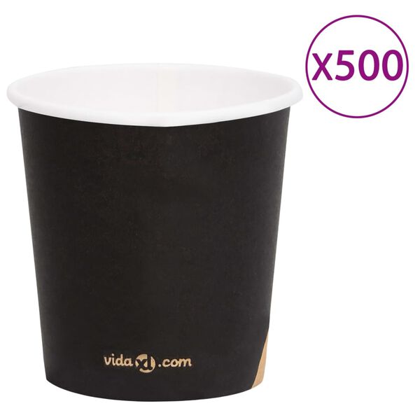 vidaXL Vasos de papel para caf&eacute; 500 uds negro 120 ml