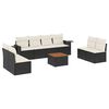 vidaXL Set de sof&aacute;s de jard&iacute;n 8 piezas y cojines rat&aacute;n sint&eacute;tico negro