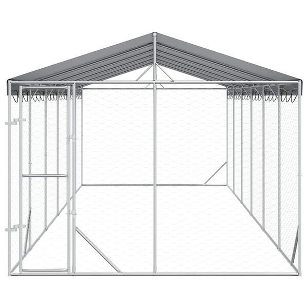 vidaXL Perrera de exterior con techo acero galvanizado plata 3x9x2,5 m