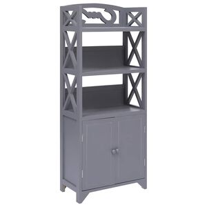 vidaXL Mueble de ba&ntilde;o madera de paulownia gris 46x24x116 cm