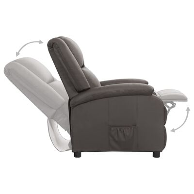 vidaXL Sillón reclinable de cuero auténtico gris