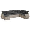 vidaXL Set de sof&aacute;s de jard&iacute;n 8 pzas y cojines rat&aacute;n sint&eacute;tico gris