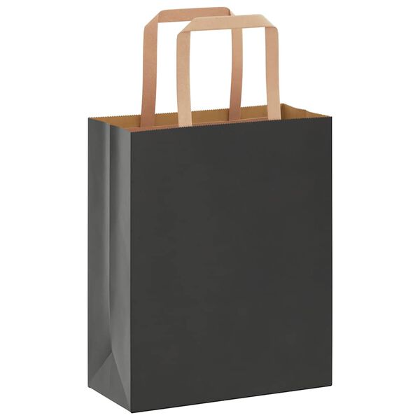 vidaXL Bolsas de papel con asas 250 uds negra 18x8x22 cm