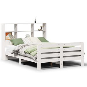 vidaXL Estructura de cama sin colch&oacute;n madera de pino blanca 140x190 cm